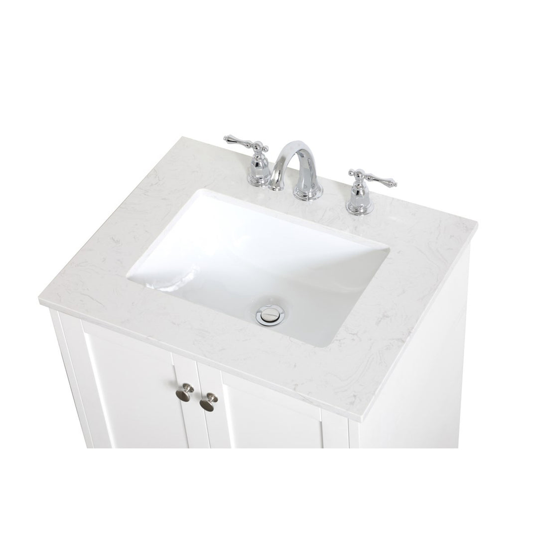 24 Inch Single Bathroom Vanity In White - View 6 - Joshua Marshal