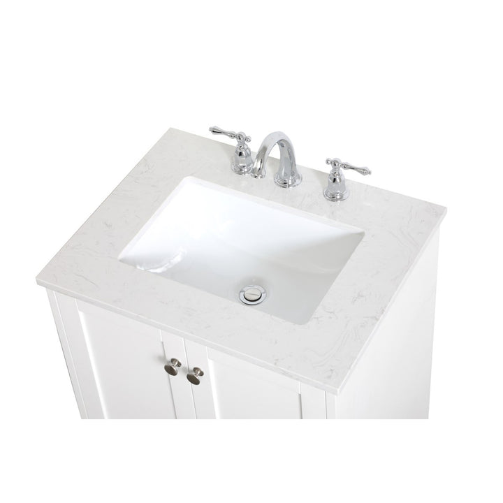 24 Inch Single Bathroom Vanity In White - View 6 - Joshua Marshal