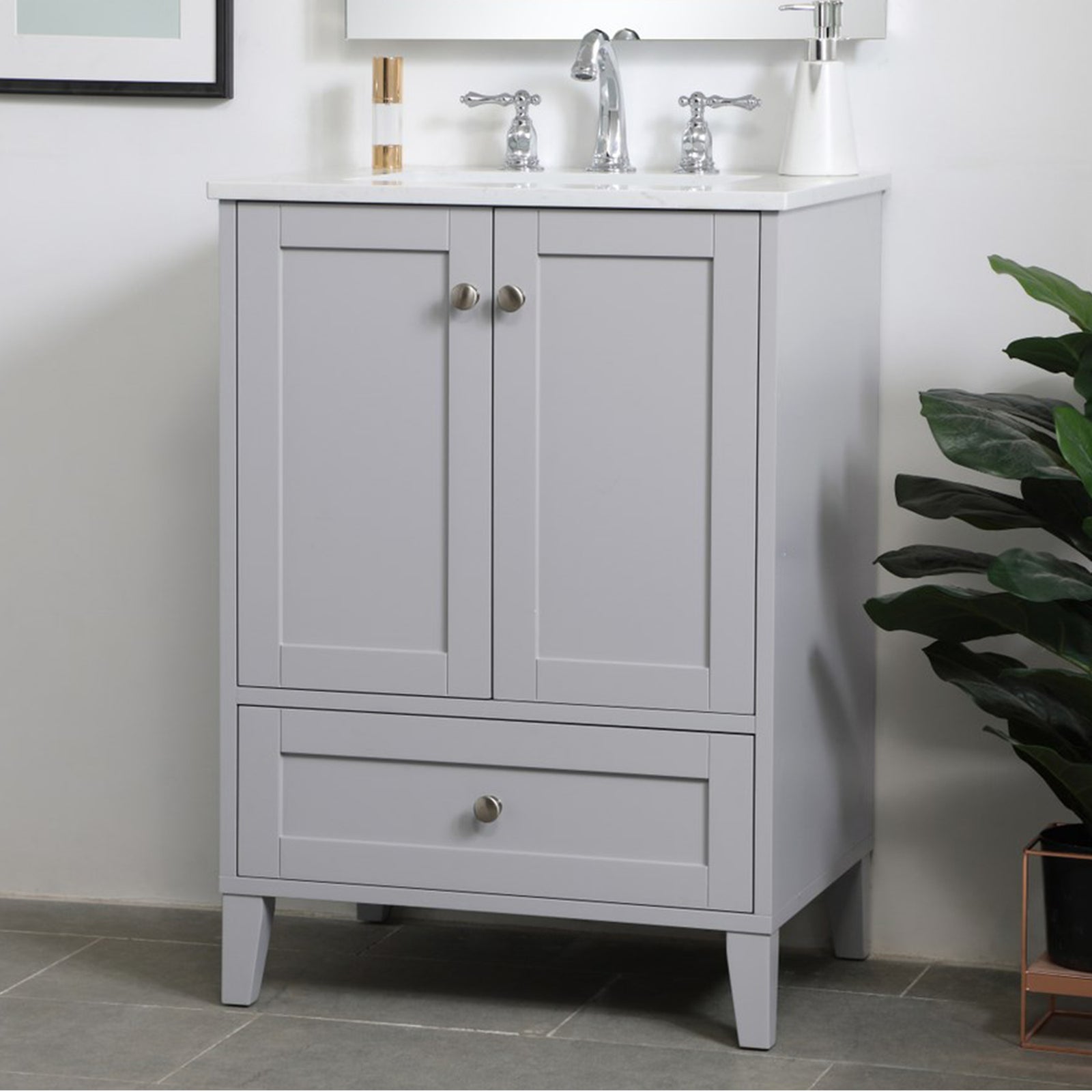 24 Inch Single Bathroom Vanity In Grey Grey Finish - KITCHEN & BATH by Joshua Marshal