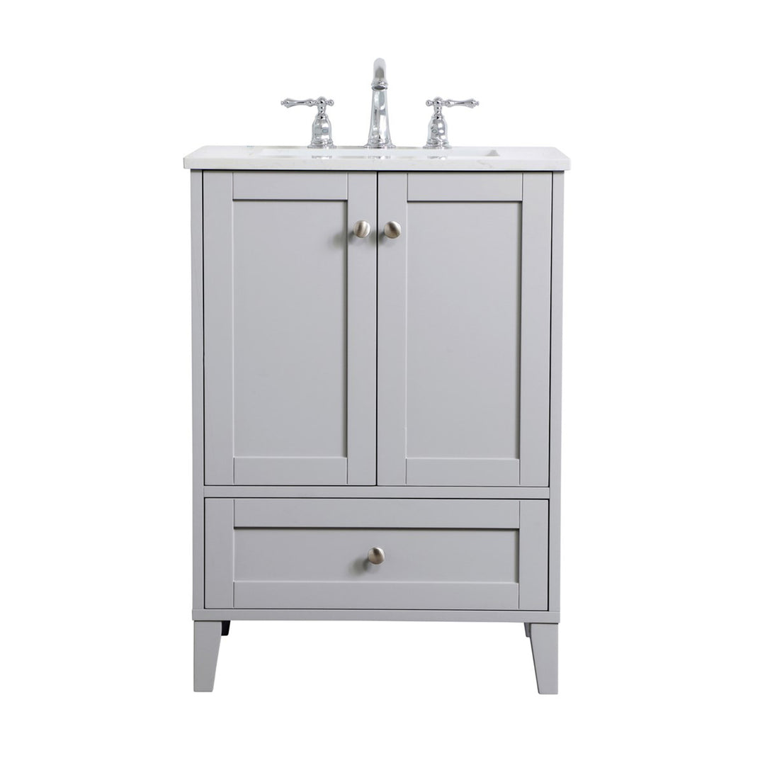 24 Inch Single Bathroom Vanity In Grey - View 3 - Joshua Marshal