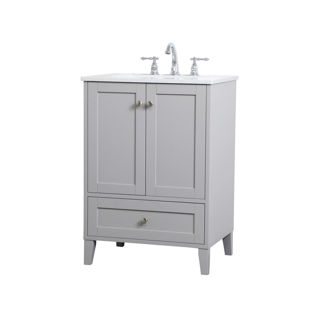 24 Inch Single Bathroom Vanity In Grey - View 4 - Joshua Marshal