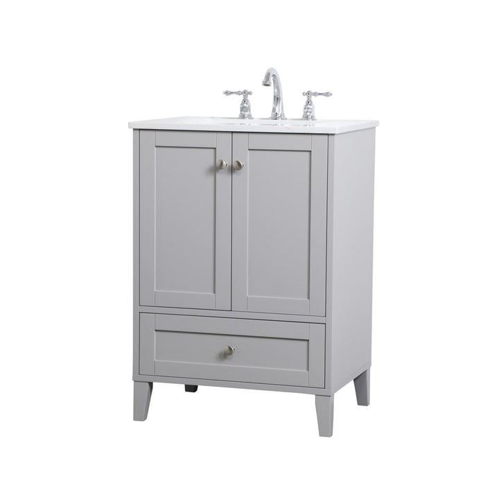 24 Inch Single Bathroom Vanity In Grey - View 4 - Joshua Marshal