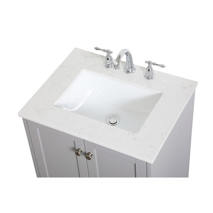 24 Inch Single Bathroom Vanity In Grey - View 6 - Joshua Marshal