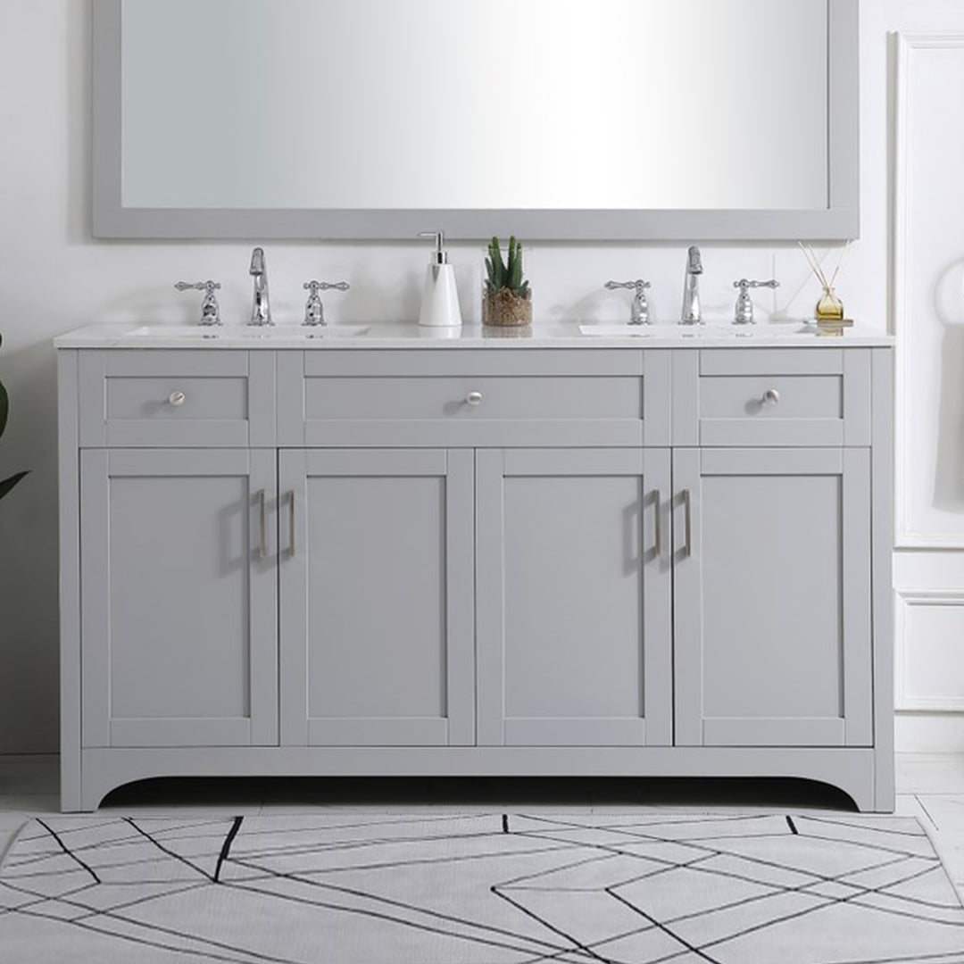 60 Inch Double Bathroom Vanity In Grey Grey Finish - KITCHEN & BATH by Joshua Marshal