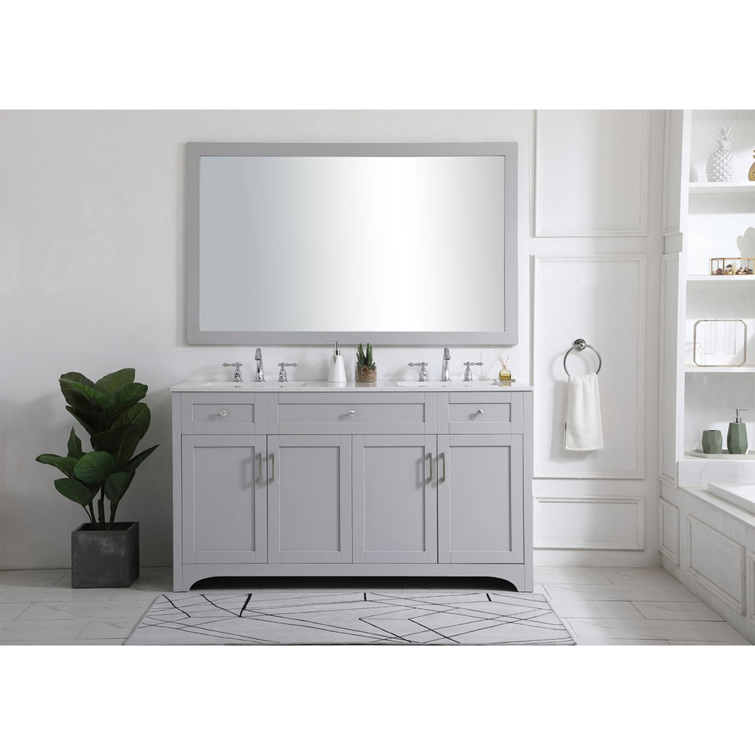60 Inch Double Bathroom Vanity In Grey - View 2 - Joshua Marshal