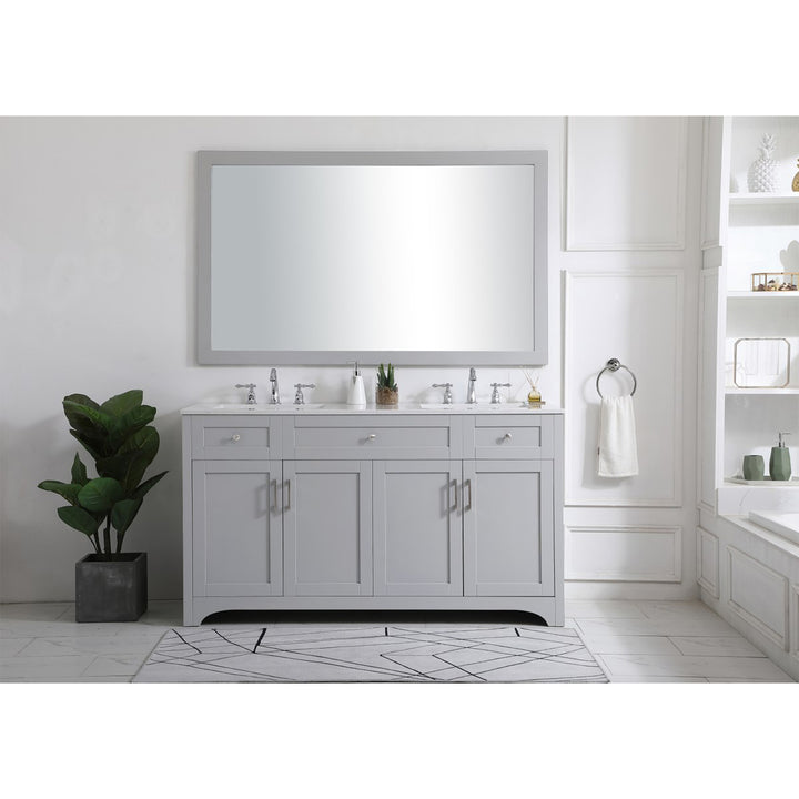 60 Inch Double Bathroom Vanity In Grey - View 2 - Joshua Marshal