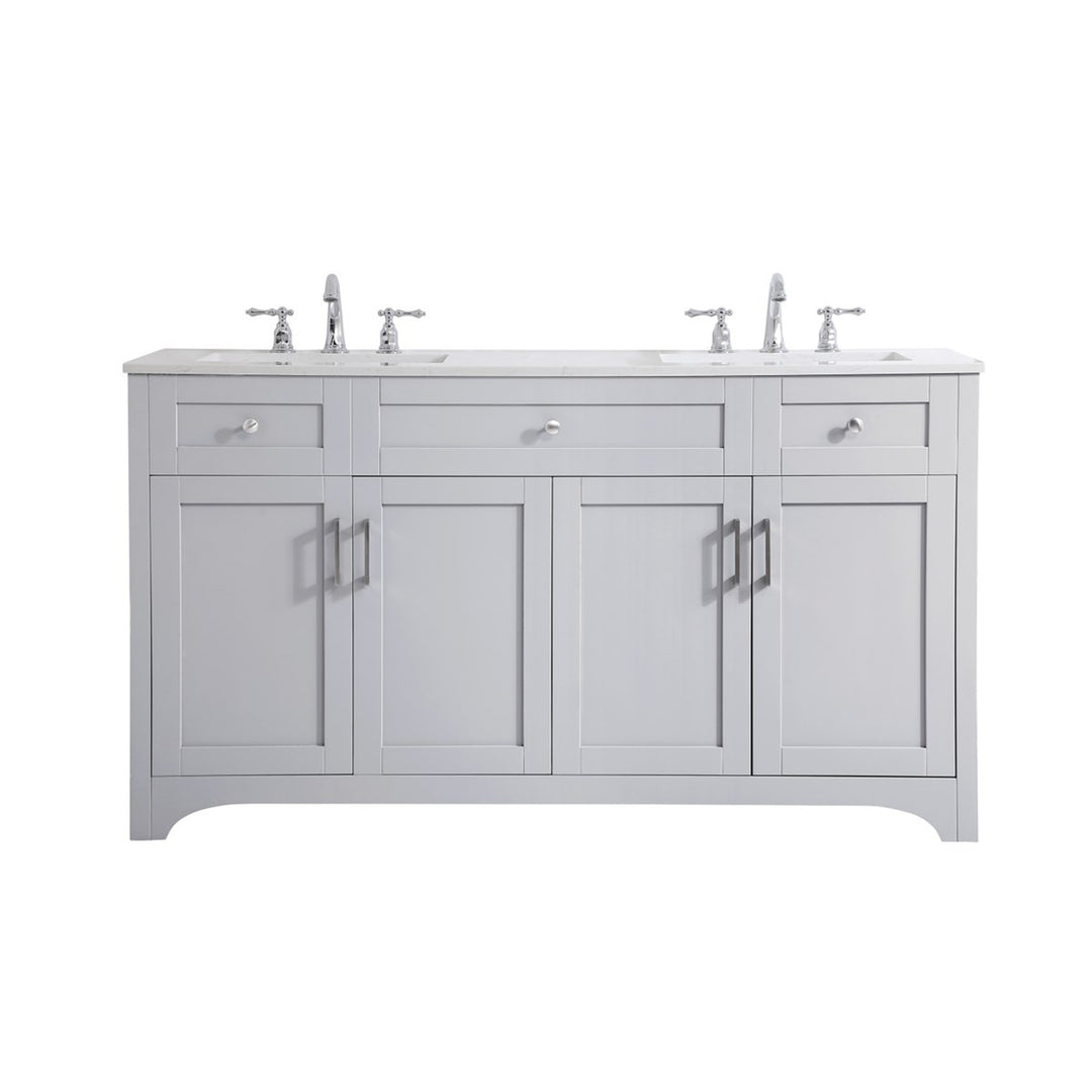 60 Inch Double Bathroom Vanity In Grey - View 3 - Joshua Marshal