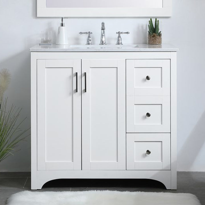 36 Inch Single Bathroom Vanity In White White Finish - KITCHEN & BATH by Joshua Marshal