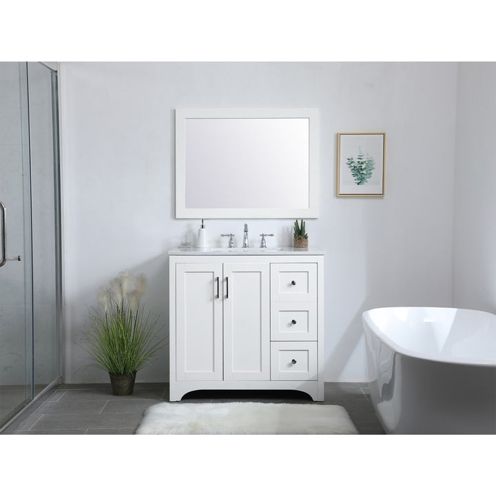 36 Inch Single Bathroom Vanity In White - View 2 - Joshua Marshal
