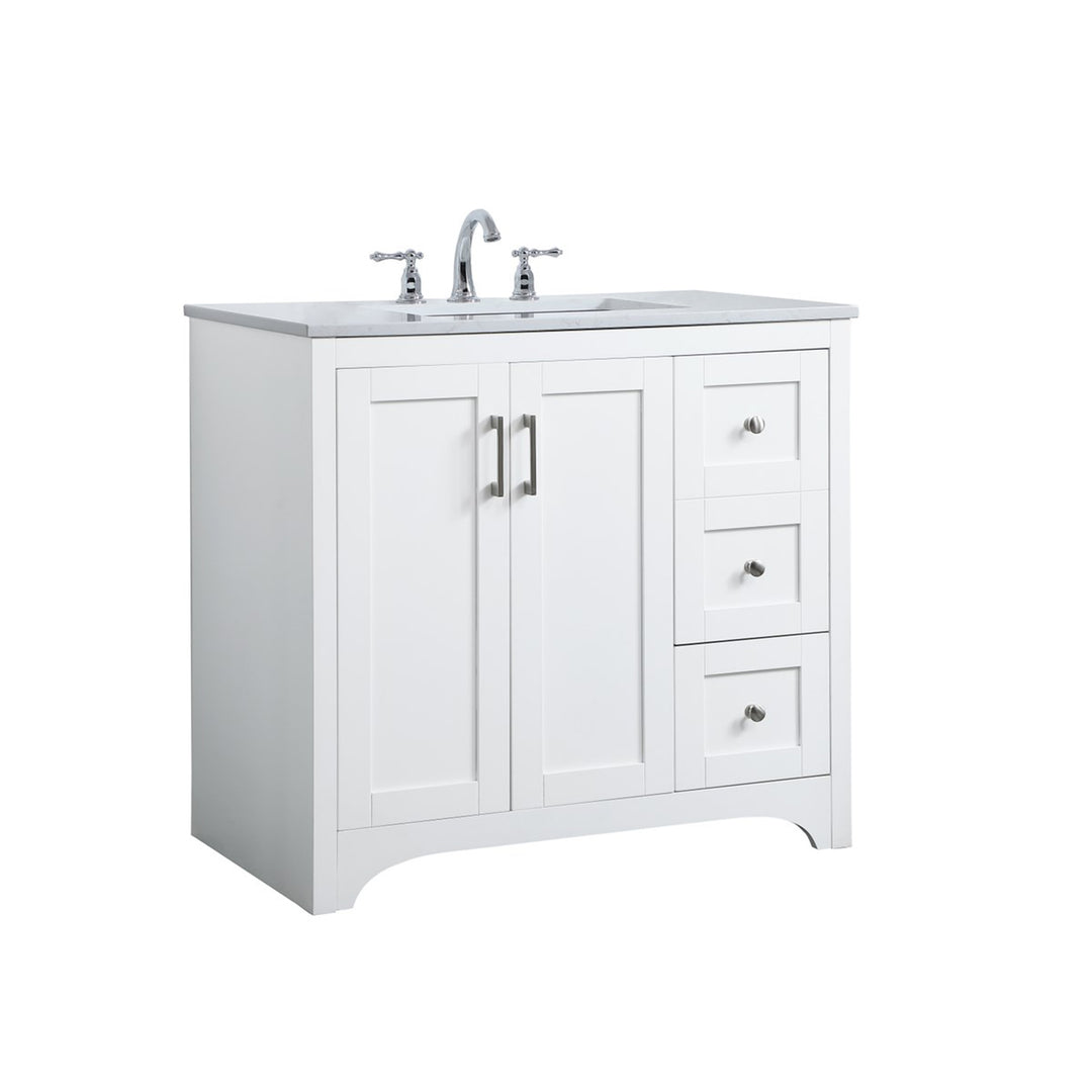 36 Inch Single Bathroom Vanity In White - View 3 - Joshua Marshal