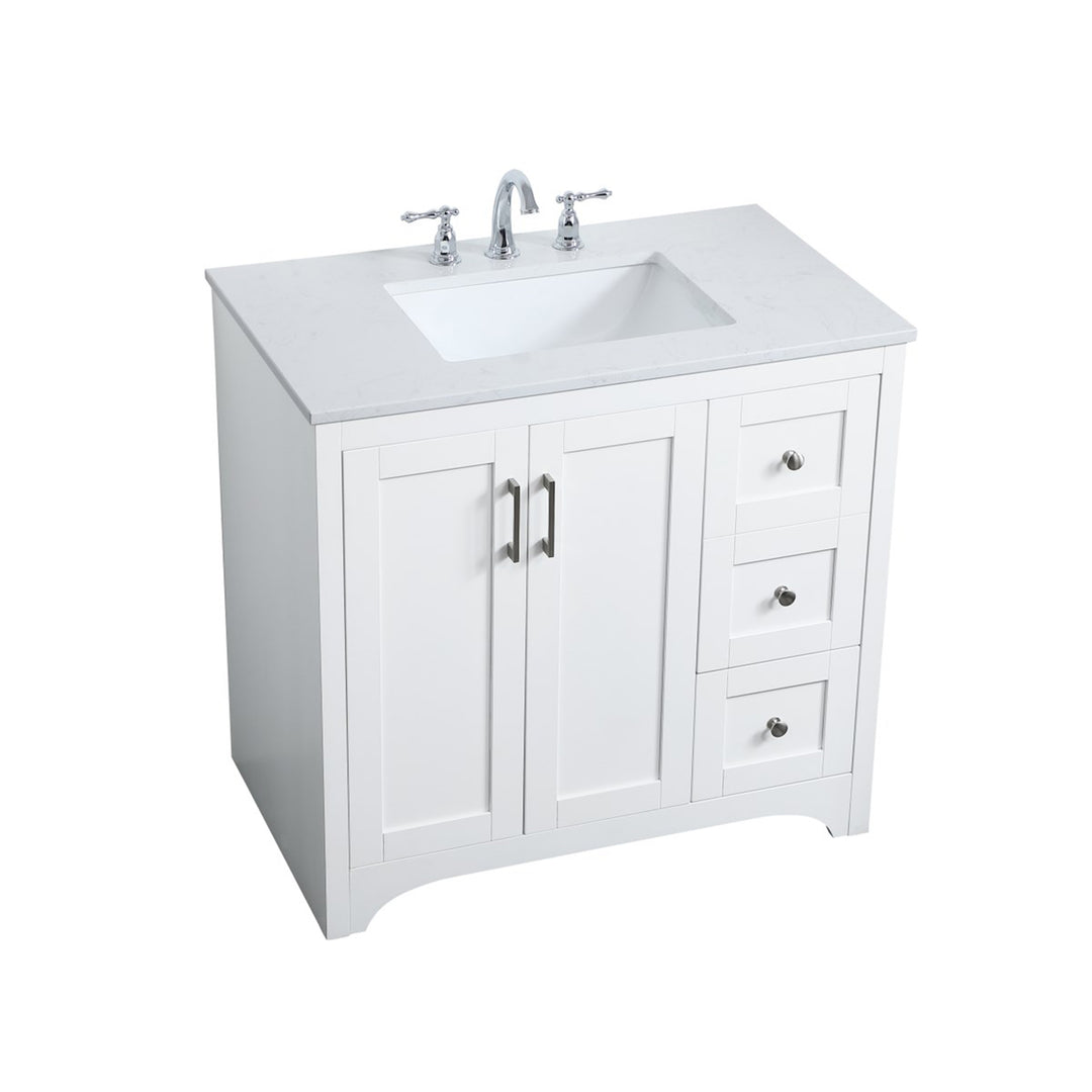 36 Inch Single Bathroom Vanity In White - View 4 - Joshua Marshal