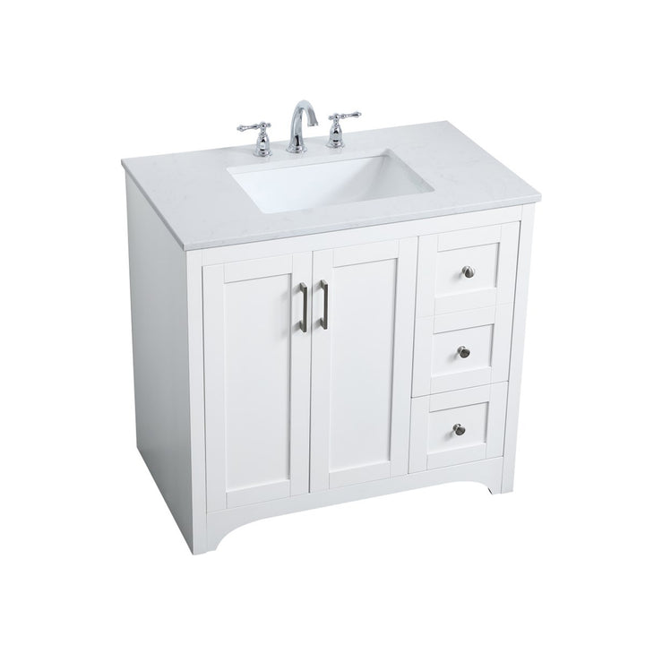 36 Inch Single Bathroom Vanity In White - View 4 - Joshua Marshal