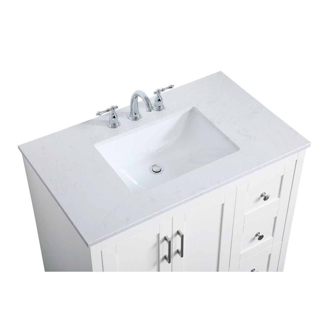 36 Inch Single Bathroom Vanity In White - View 6 - Joshua Marshal