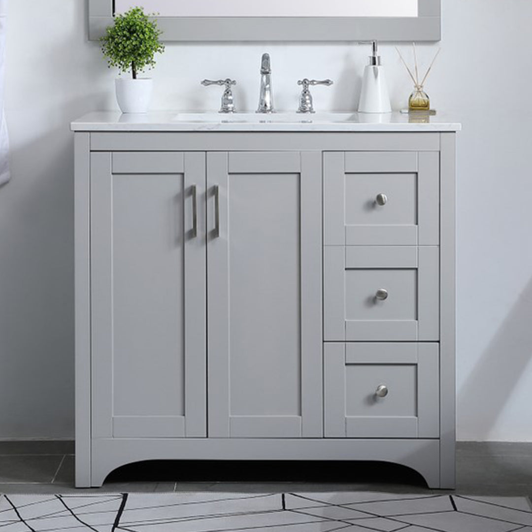 36 Inch Single Bathroom Vanity In Grey Grey Finish - KITCHEN & BATH by Joshua Marshal