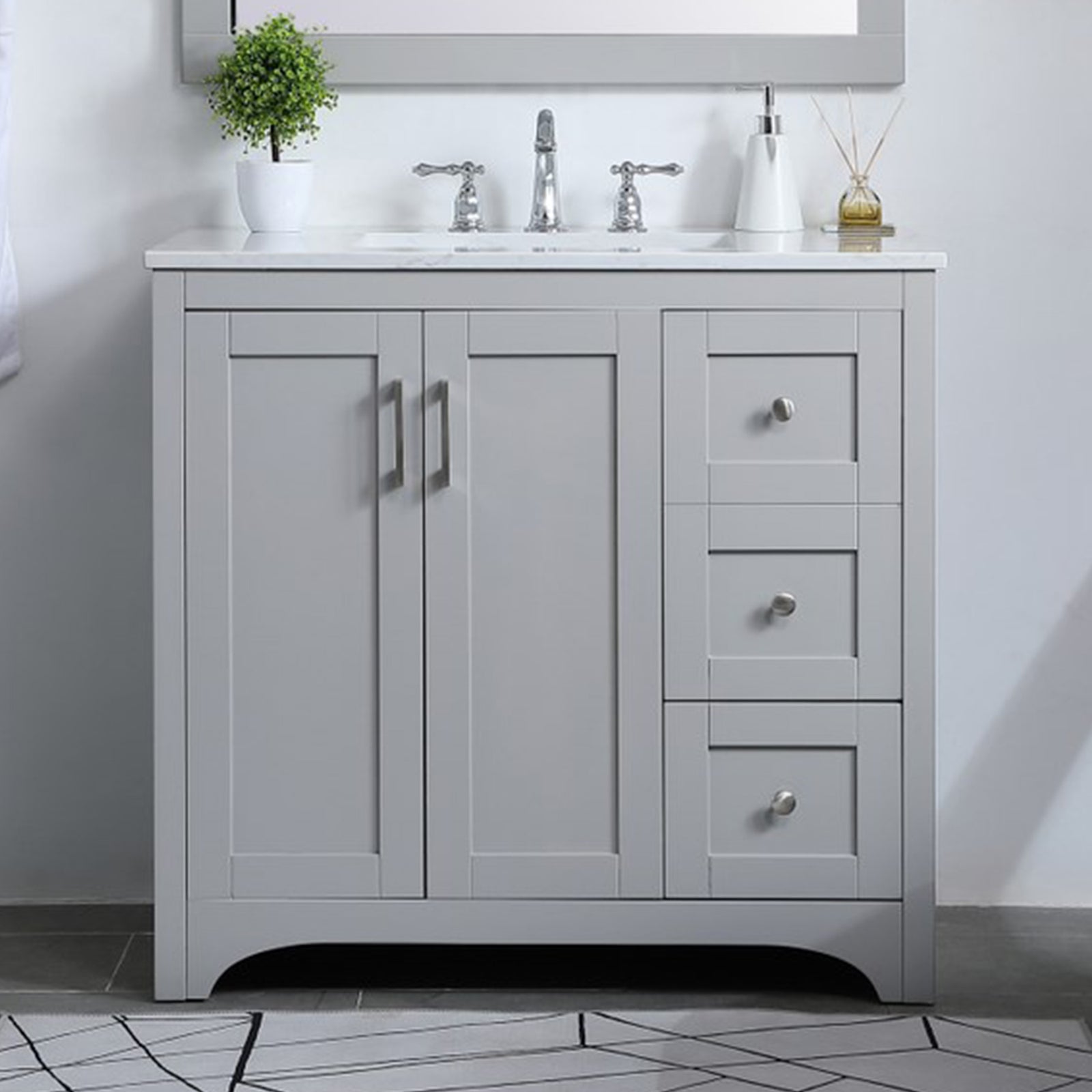 36 Inch Single Bathroom Vanity In Grey Grey Finish - KITCHEN & BATH by Joshua Marshal