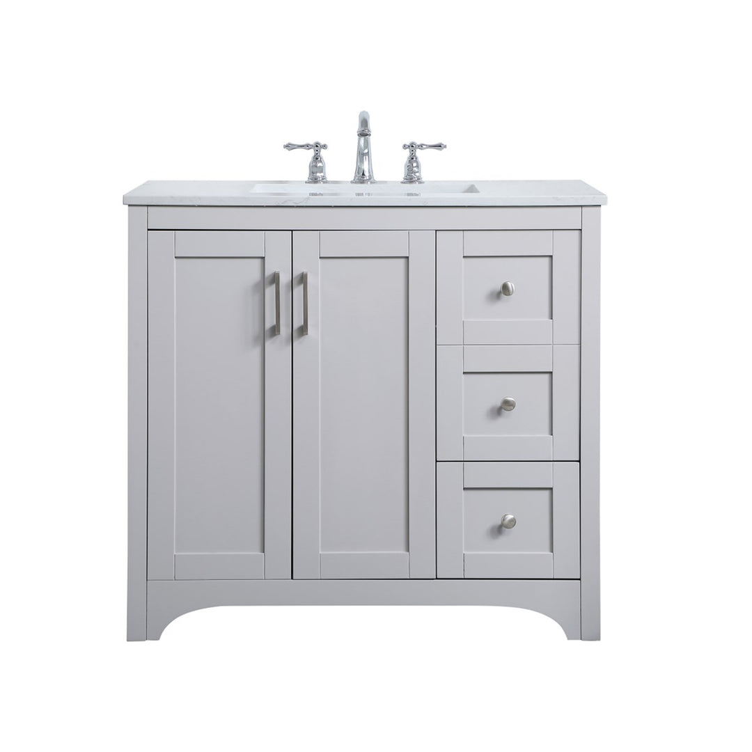 36 Inch Single Bathroom Vanity In Grey - View 3 - Joshua Marshal