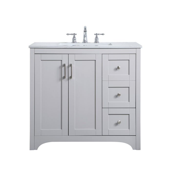 36 Inch Single Bathroom Vanity In Grey - View 3 - Joshua Marshal