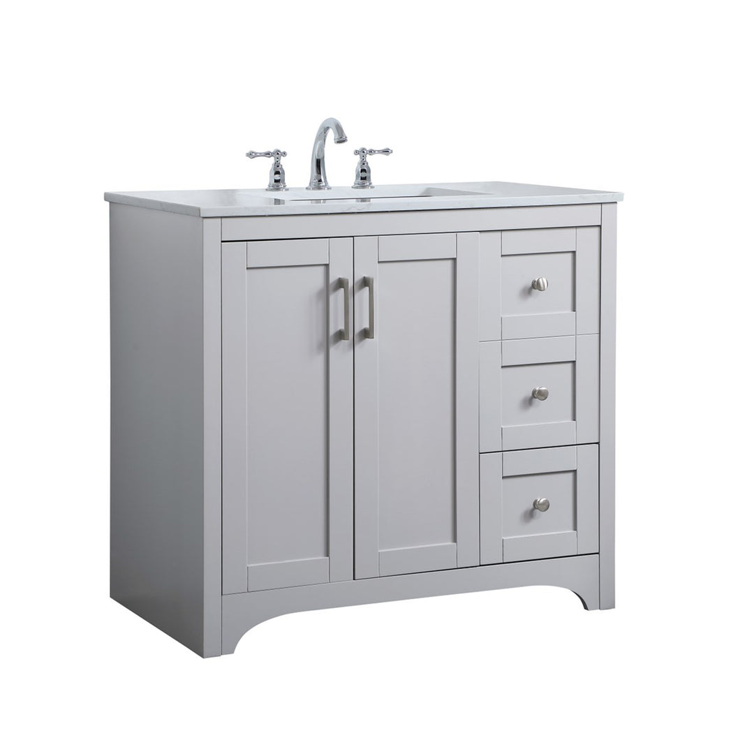 36 Inch Single Bathroom Vanity In Grey - View 4 - Joshua Marshal