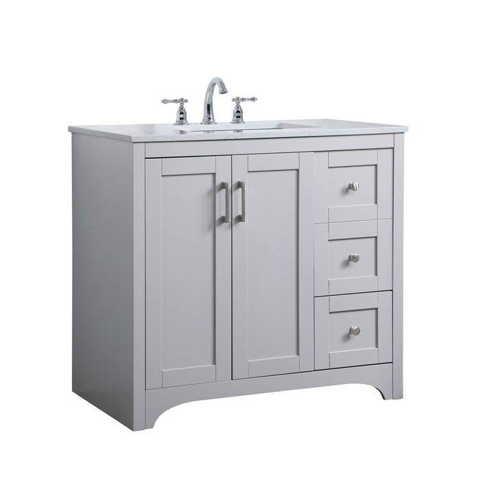 36 Inch Single Bathroom Vanity In Grey - View 4 - Joshua Marshal