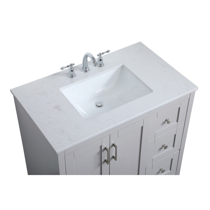 36 Inch Single Bathroom Vanity In Grey - View 6 - Joshua Marshal