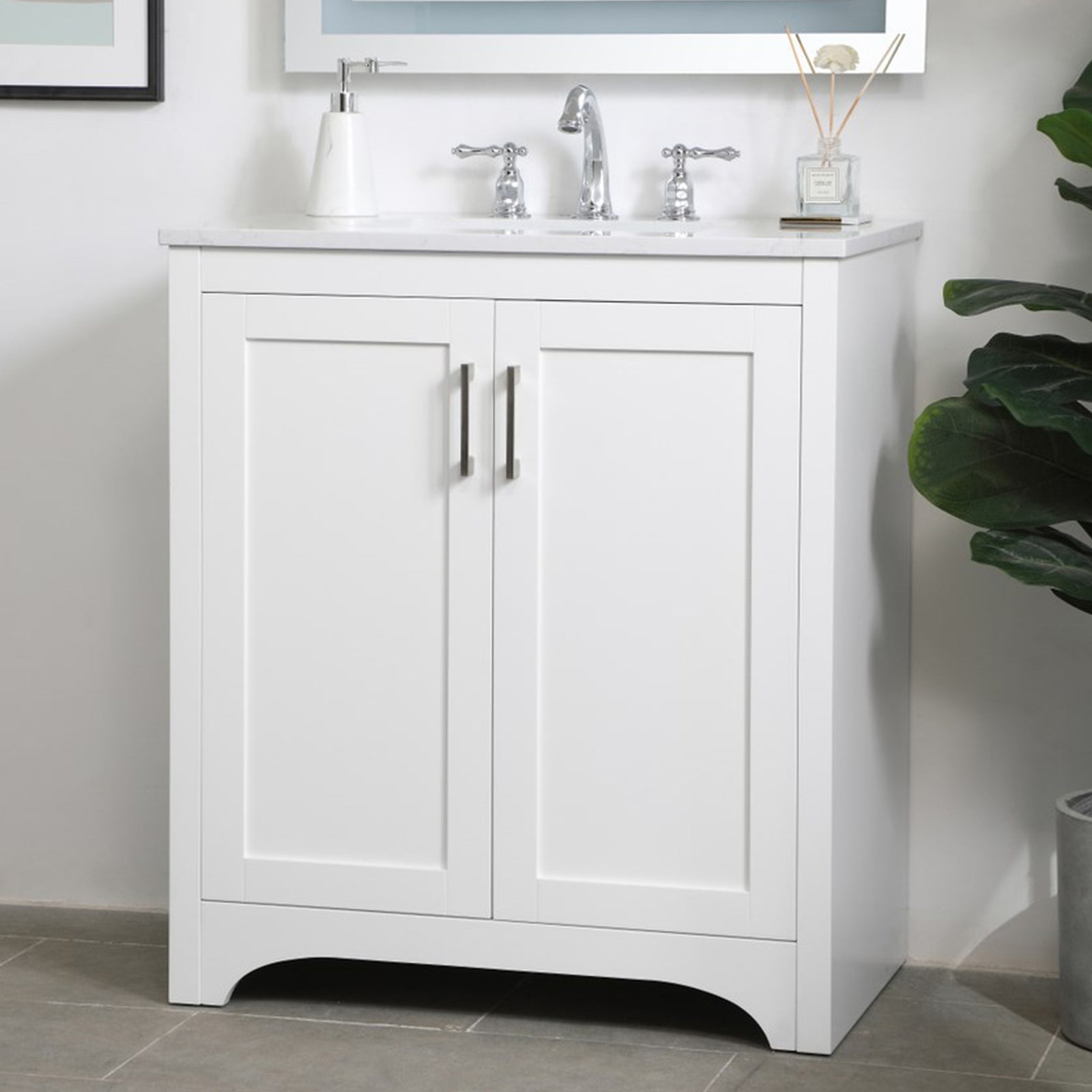 30 Inch Single Bathroom Vanity In White White Finish - KITCHEN & BATH by Joshua Marshal