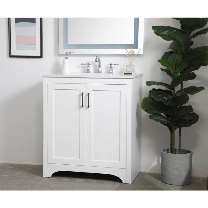 30 Inch Single Bathroom Vanity In White - View 2 - Joshua Marshal