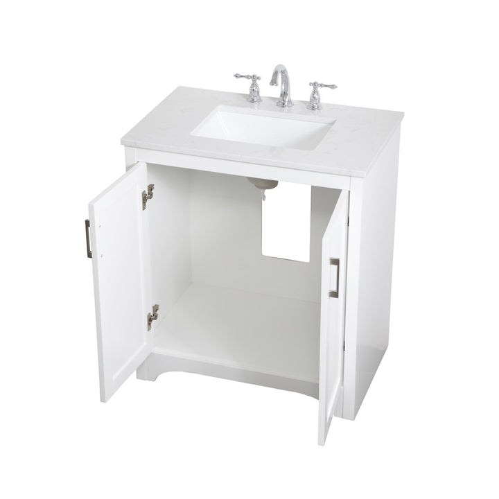 30 Inch Single Bathroom Vanity In White - View 5 - Joshua Marshal