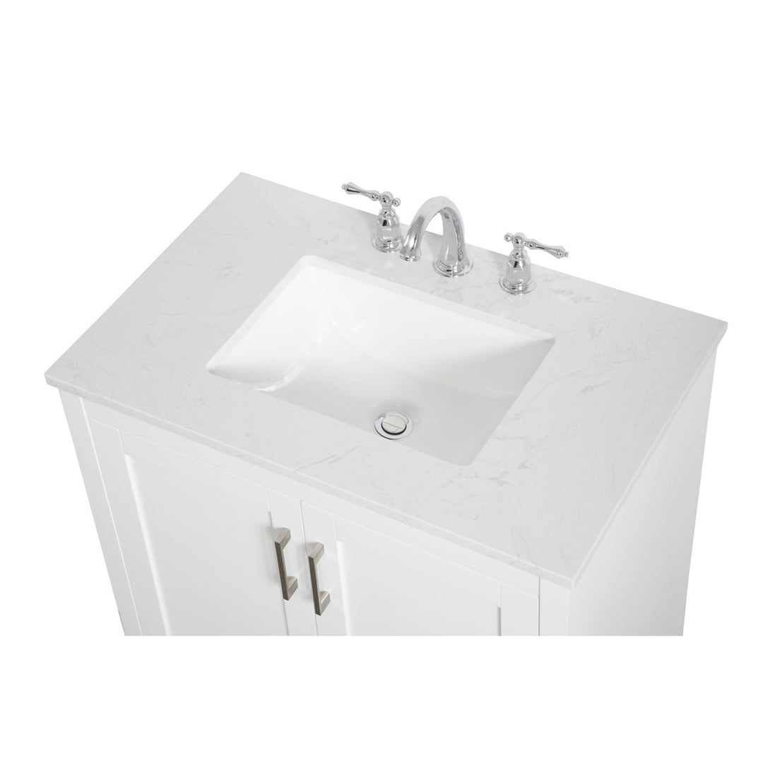 30 Inch Single Bathroom Vanity In White - View 6 - Joshua Marshal