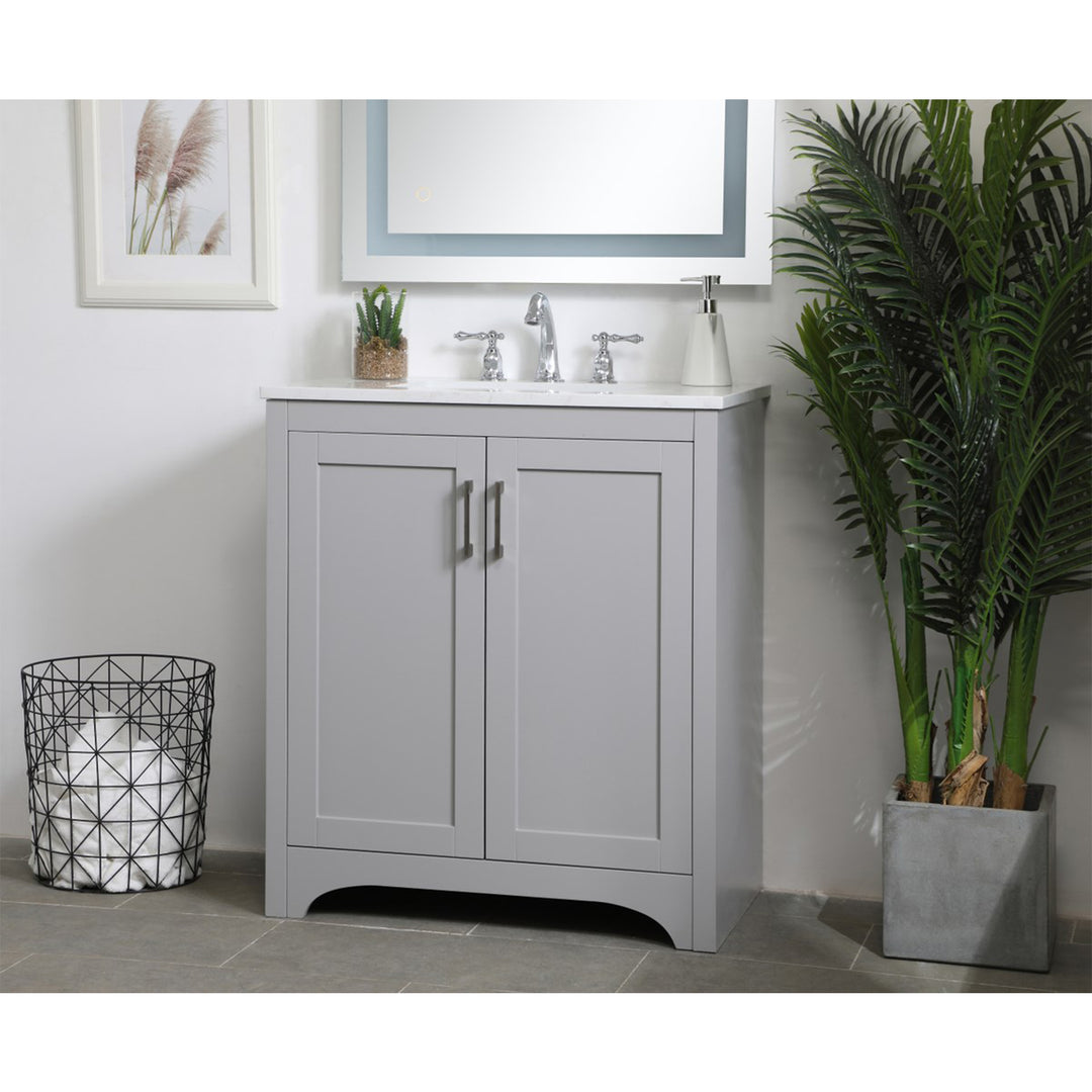 30 Inch Single Bathroom Vanity In Grey - View 2 - Joshua Marshal