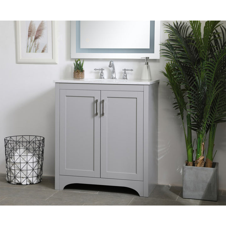 30 Inch Single Bathroom Vanity In Grey - View 2 - Joshua Marshal