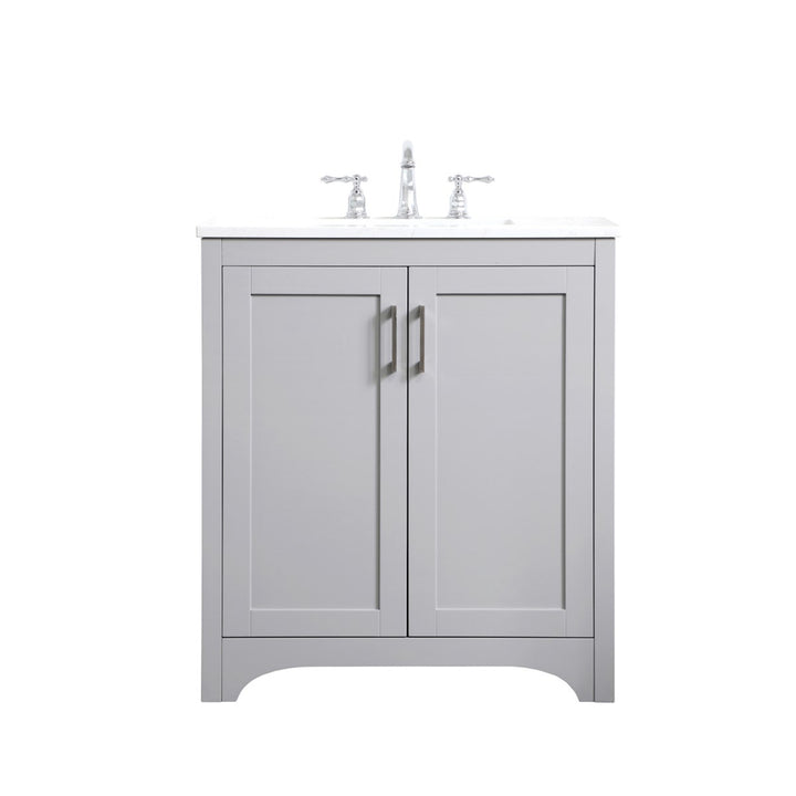 30 Inch Single Bathroom Vanity In Grey - View 3 - Joshua Marshal