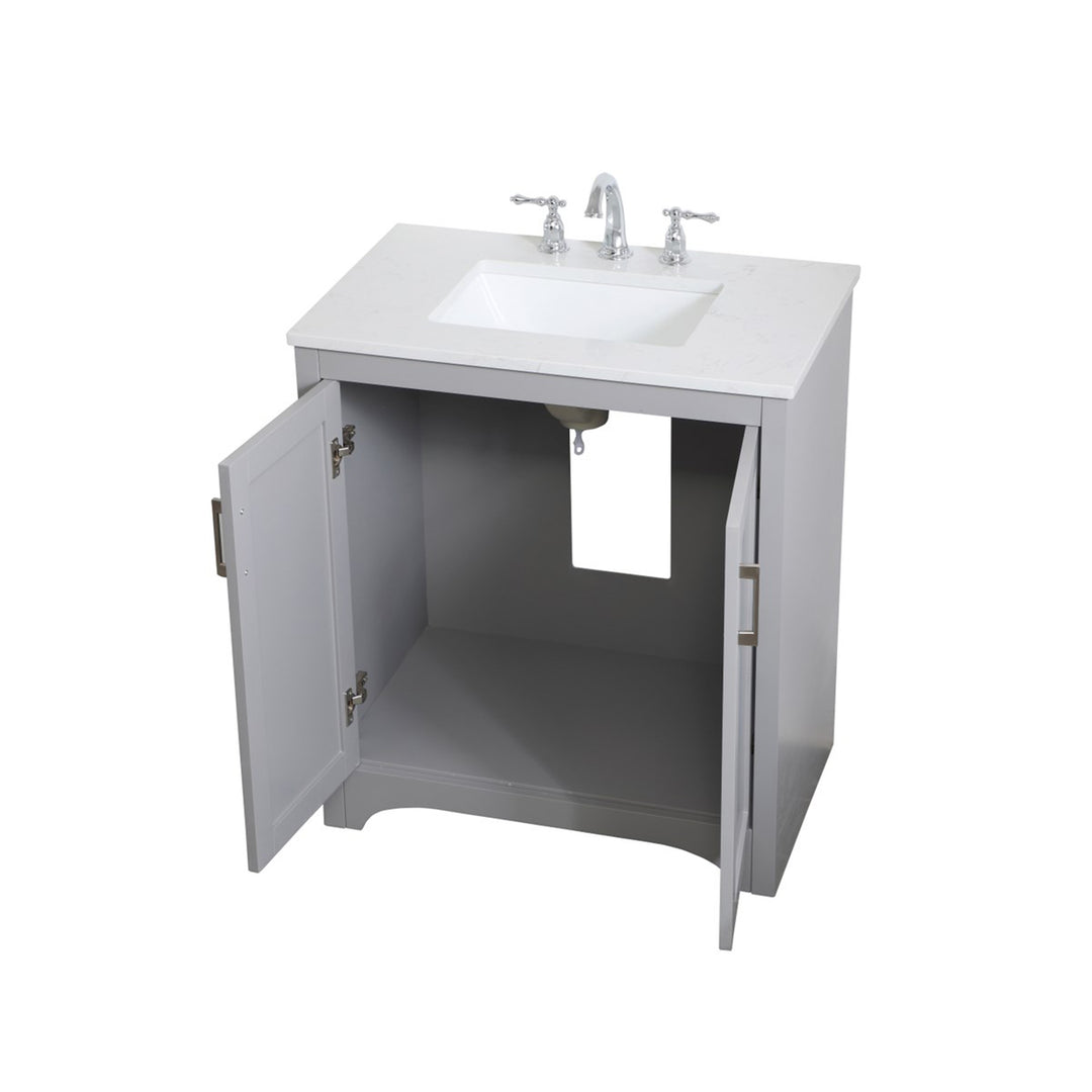 30 Inch Single Bathroom Vanity In Grey - View 4 - Joshua Marshal