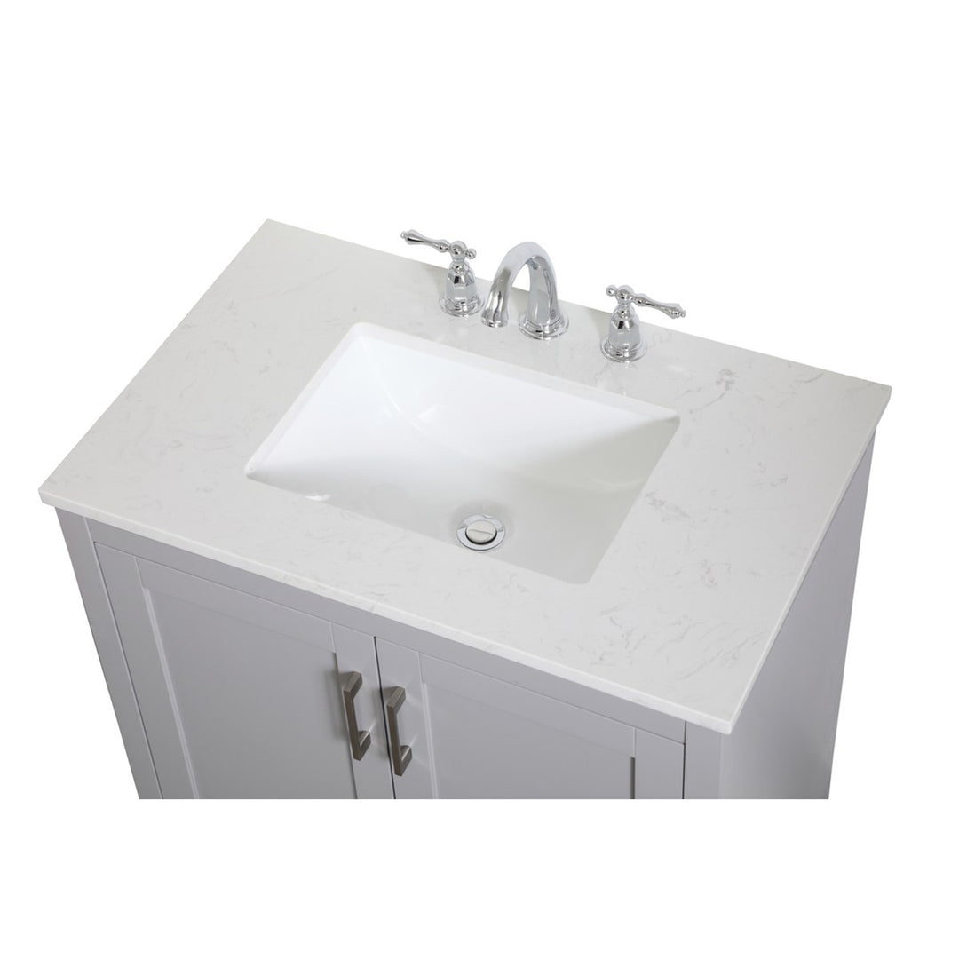 30 Inch Single Bathroom Vanity In Grey - View 5 - Joshua Marshal