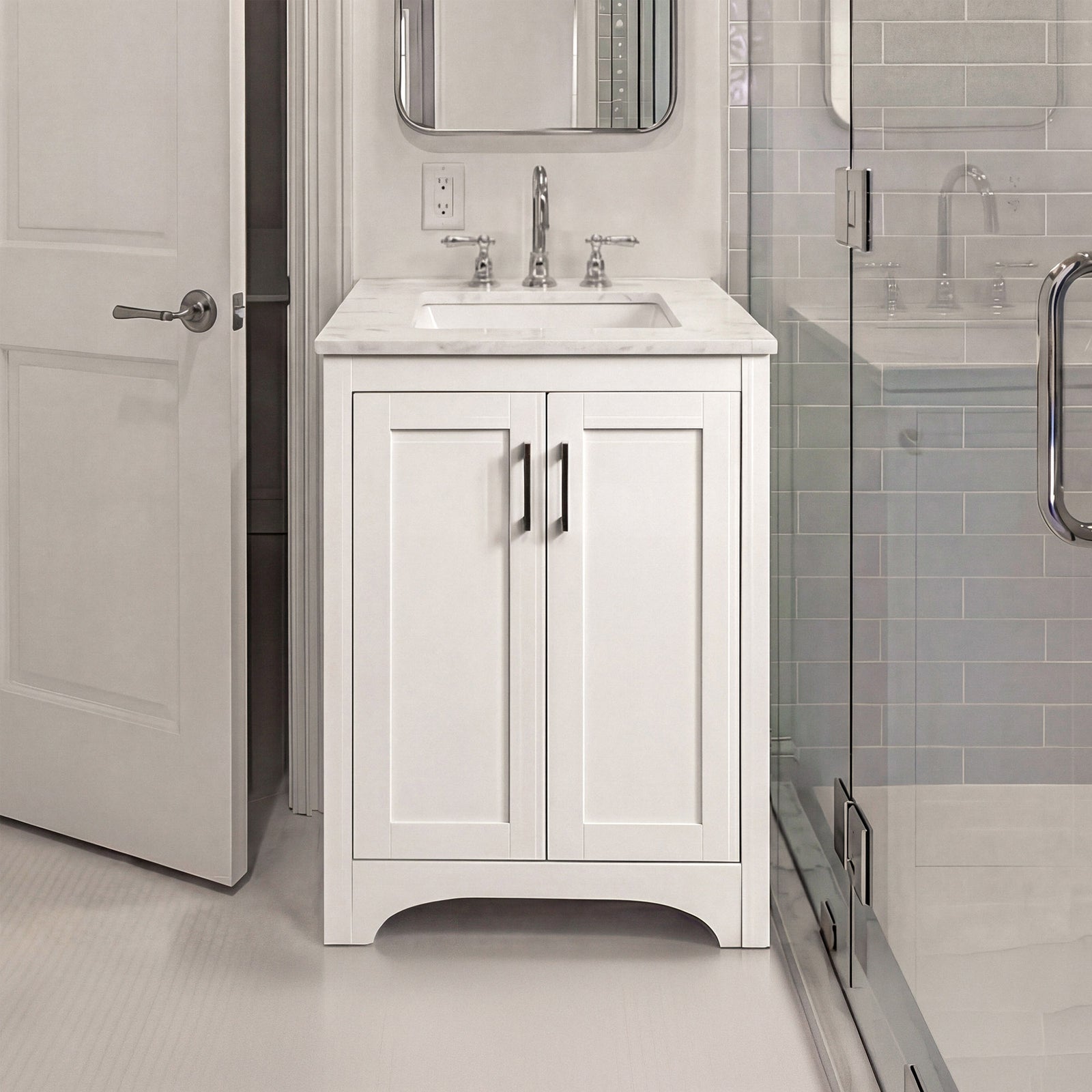 24 Inch Single Bathroom Vanity In White White Finish - KITCHEN & BATH by Joshua Marshal