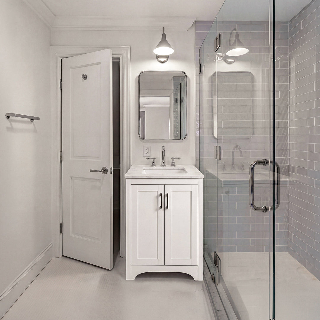 24 Inch Single Bathroom Vanity In White - View 2 - Joshua Marshal