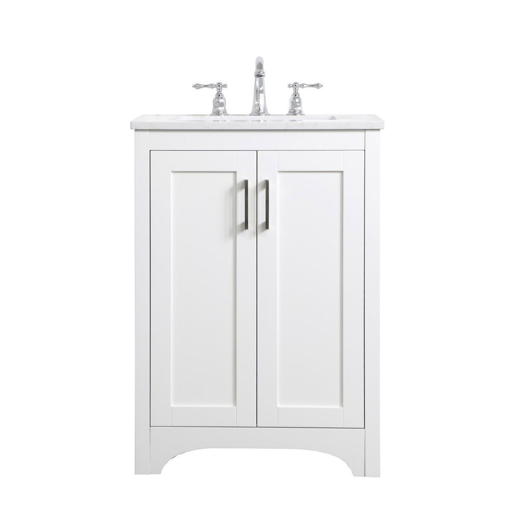 24 Inch Single Bathroom Vanity In White - View 3 - Joshua Marshal