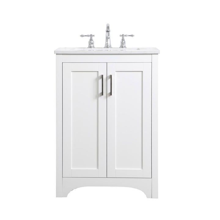 24 Inch Single Bathroom Vanity In White - View 3 - Joshua Marshal