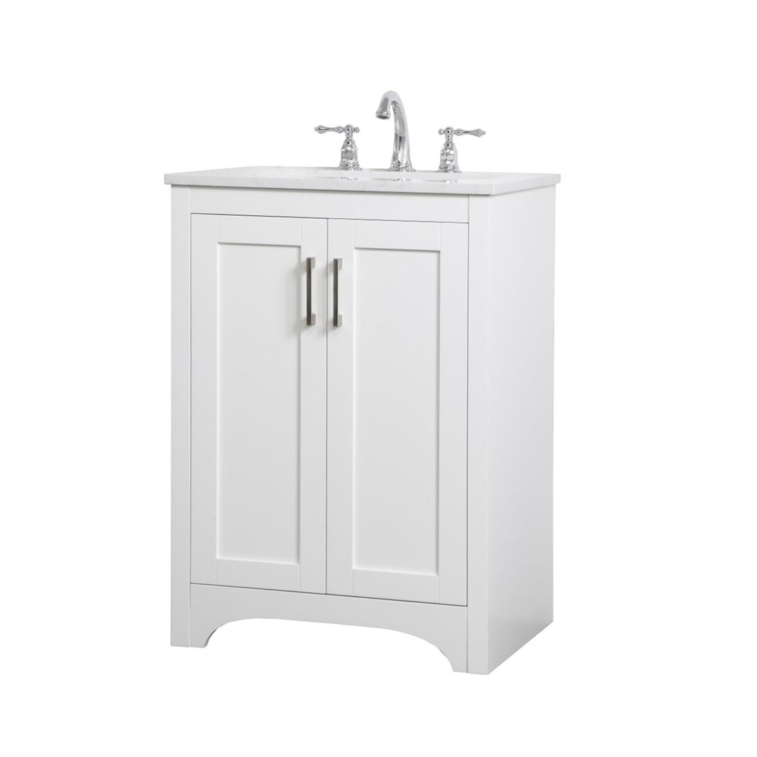 24 Inch Single Bathroom Vanity In White - View 4 - Joshua Marshal