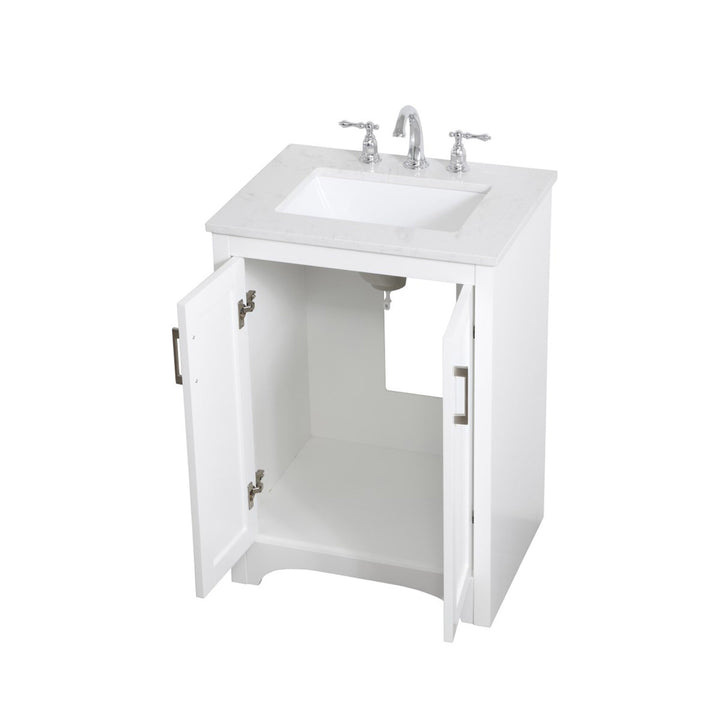 24 Inch Single Bathroom Vanity In White - View 5 - Joshua Marshal