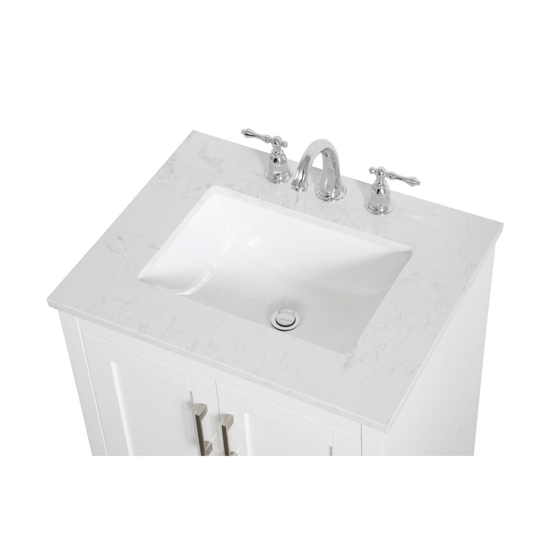 24 Inch Single Bathroom Vanity In White - View 6 - Joshua Marshal