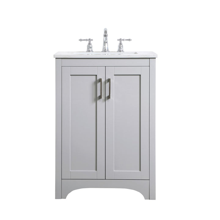 24 Inch Single Bathroom Vanity In Grey - View 3 - Joshua Marshal
