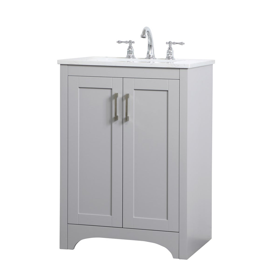 24 Inch Single Bathroom Vanity In Grey - View 4 - Joshua Marshal