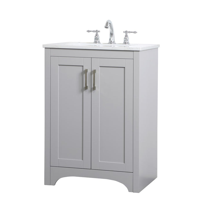 24 Inch Single Bathroom Vanity In Grey - View 4 - Joshua Marshal