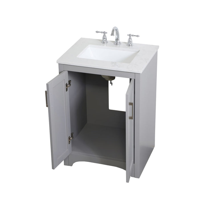 24 Inch Single Bathroom Vanity In Grey - View 5 - Joshua Marshal