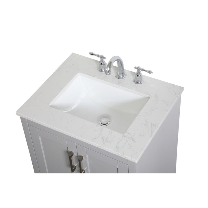 24 Inch Single Bathroom Vanity In Grey - View 6 - Joshua Marshal