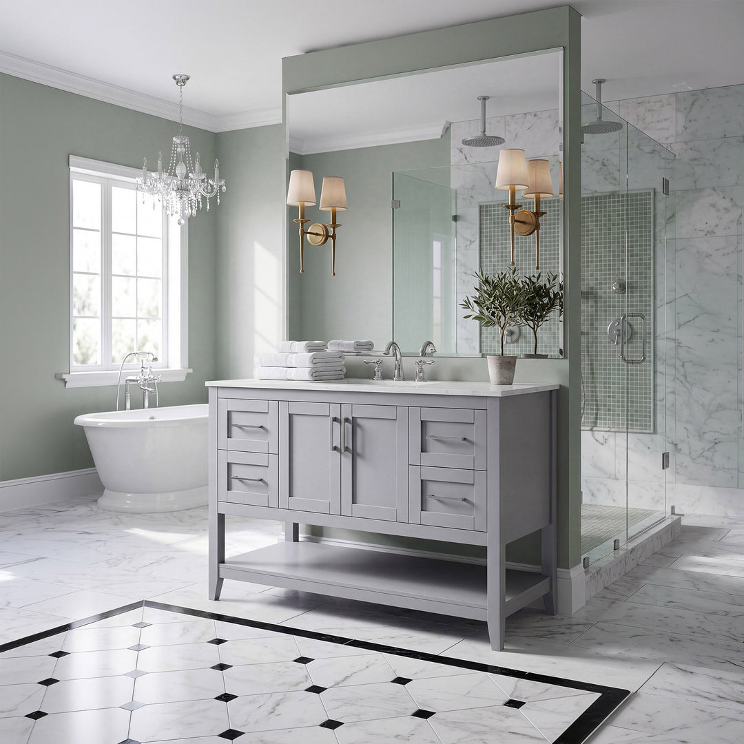 48 Inch Single Bathroom Vanity In Grey - View 2 - Joshua Marshal