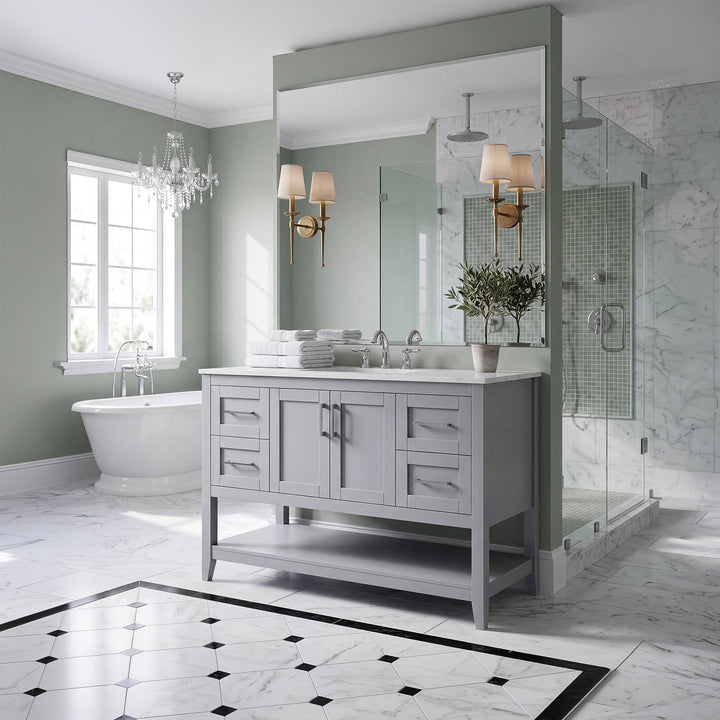 48 Inch Single Bathroom Vanity In Grey - View 2 - Joshua Marshal