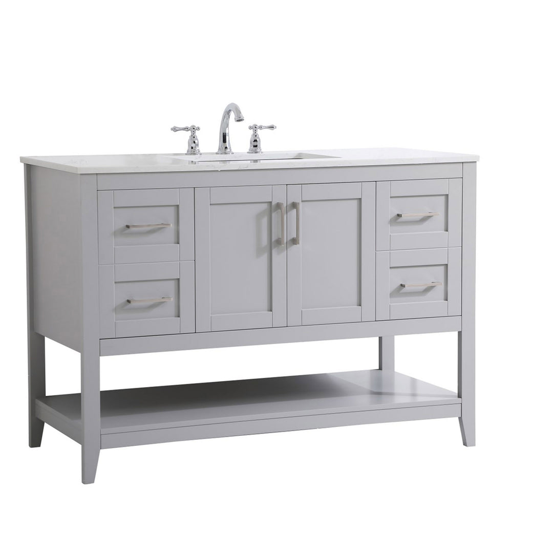 48 Inch Single Bathroom Vanity In Grey - View 4 - Joshua Marshal