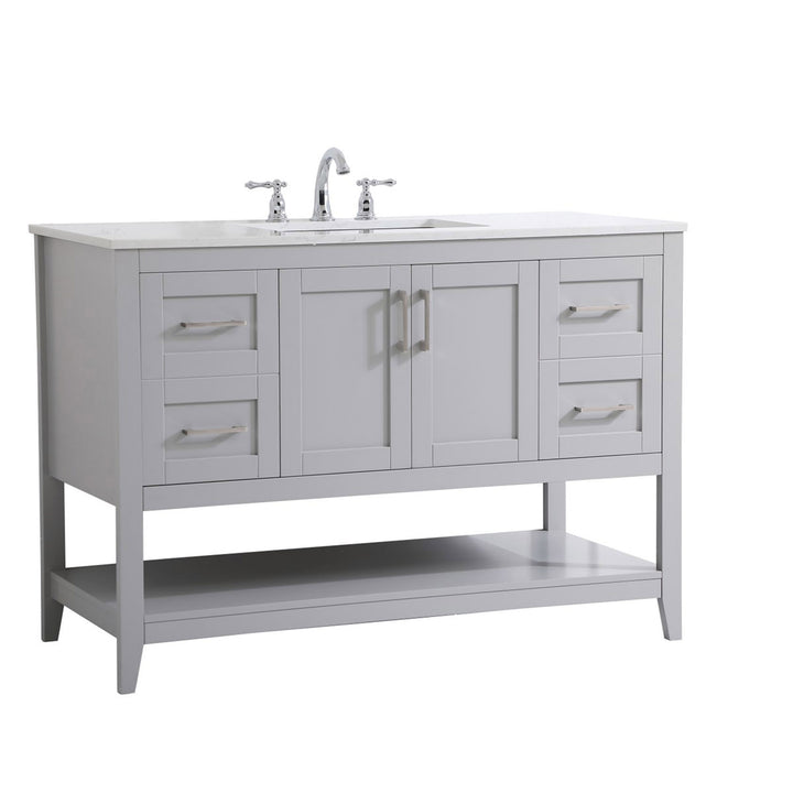 48 Inch Single Bathroom Vanity In Grey - View 4 - Joshua Marshal