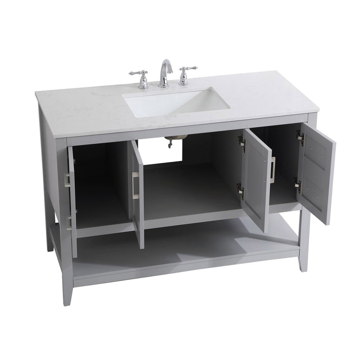 48 Inch Single Bathroom Vanity In Grey - View 6 - Joshua Marshal
